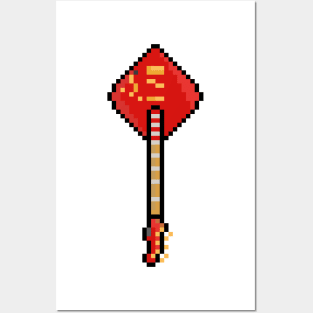 Pixel Poker Suit Diamond Guitar Posters and Art